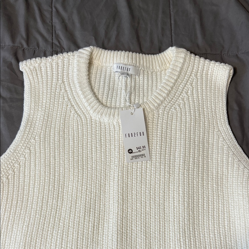 Fun 2 Fun Cream Sleeveless Sweater - Picture 2 of 5
